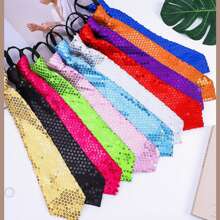 1pc Solid Reflective Sequins Adjustable No-Tie Casual Fashion Necktie For Carnival, Stage Performance, Party Accessories Valentine's Day ValentinesMen Necktie - Multicolor - View 1
