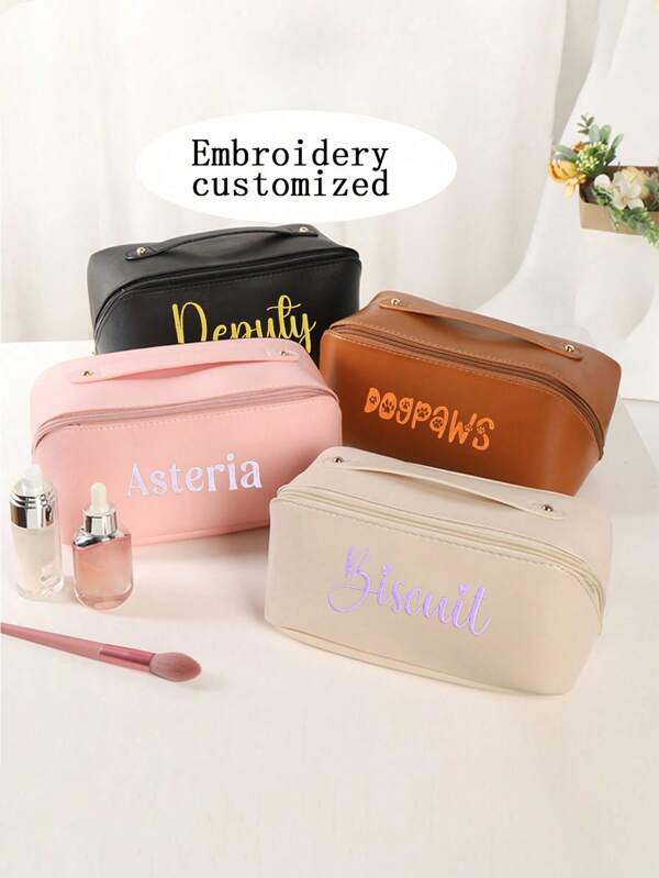 Customizable Cosmetic Bag, Zipper Design Large Opening Cosmetic Bag, Reusable Makeup Bag, Toiletry Pouch, Packaging Box, Travel Essential, Cruise Essential, Dorm Essential, Bridesmaid Gift, Mom Gift, Birthday Gift, Gift For Friends And Teachers, Home Decoration, Bathroom Living Room Bedroom Decoration, Bathroom Storage Box, Jewelry Storage Box, Makeup Storage Box, Makeup Case Letter Portable,Multifunction,Versatile,Large Capacity,Lightweight,Functional,Foldable,Practical,All-Purpose Fashion,Contracted,Minimalist,Vacay Vibes/Vacation,Leisure,Basics Hot Pink Personalized,Unique,Custom Finds,Winter Fashion,Christmas/Holiday Gift,Personalized Gifts For Women,Toiletry Bag Ideal Gifts For Her Girlfriend,Family,Children,Pink Girls For Anniversaries,For Christmas,For Holiday/ Vacation,For School,For Outdoors/Outings/Travel/Hiking/Stadium/Sports/Climbing