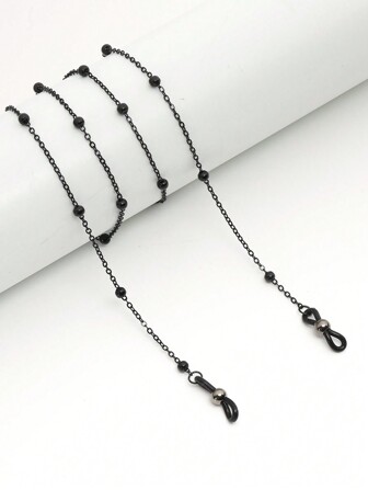 1 件装黑色串珠眼镜链 女士眼镜配件