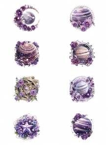 6 cuộn/Bộ nhãn dán họa tiết trái đất, mặt trăng và vòng hoa sáng tạo từ Starry Flower Dream PET Chất liệu chống nước và chống mài mòn, hoàn hảo cho nhật ký, album ảnh, trang trí điện thoại di động và máy tính - Nhiều màu - Xem 9