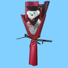 Buquê feito à mão de urso de pelúcia DIY - Arranjo de flores cartonadas exclusivo, adequado para cerimônias de formatura, apreciação de professores, atividades escolares, presentes de festival - Multicolorido - Visão 9
