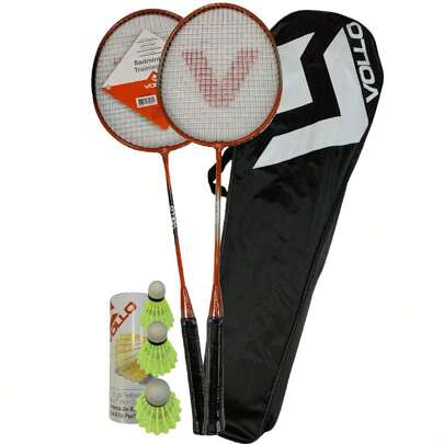 dafocacom.br Kit Badminton Vollo VB002 2 Raquetes 3 Petecas e Raqueteira