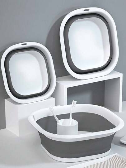 1 peça, bandeja dobrável portátil, lavatório, balde dobrável, cesta de armazenamento de banheiro, bandeja de limpeza dobrável multifuncional para camping, pia portátil e bandeja de lavanderia doméstica, balde de água, recipiente de água, banho de pés, bandeja de limpeza de frutas e vegetais, suprimentos de limpeza, de volta para Material escolar, material de viagem