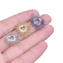 5 szt. Prosty styl hip-hopowy Wisior ze stali nierdzewnej 304 w kształcie serca i cierni DIY Akcesoria do wyrobu biżuterii, platerowany próżniowo 18K, na bransoletki, naszyjniki, kolczyki