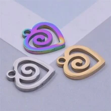 5 szt. Prosty styl hip-hopowy Wisior ze stali nierdzewnej 304 w kształcie serca i cierni DIY Akcesoria do wyrobu biżuterii, platerowany próżniowo 18K, na bransoletki, naszyjniki, kolczyki