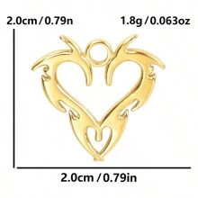 5 szt. Prosty styl hip-hopowy Wisior ze stali nierdzewnej 304 w kształcie serca i cierni DIY Akcesoria do wyrobu biżuterii, platerowany próżniowo 18K, na bransoletki, naszyjniki, kolczyki