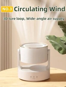 1入可充電桌面風扇，具備5檔LED化妝鏡和低噪音冷卻功能，適用於辦公室、廚房、戶外露營和家庭臥室便攜式空調 - 彩色 - 查看 5