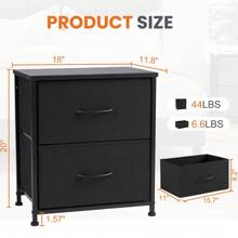 Nightstand With 2 Storage Drawers, 20" Height Small Furniture End Table, Wooden Top Fabric Cabinet Night Stand Mini Dresser,Black Halloween Decorations Halloween Costumes Autumn Decor Festival Decor