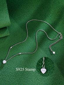 1pc Simple Classic Water Drop Cubic Zirconia 925 Sterling Silver Pendant Necklace For Women Anniversary Promise Jewelry Gifts Wedding Engagement Bridal Jewelry - Water Drop - View 6