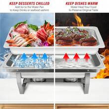 Chafing Dish Buffet Set 8 Pack 8Qt Stainless Steel Full Size Rectangular Food Warmer Chafer Complete Set For Party Catering