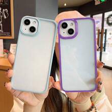 QWQ 紫色糖果色透明簡約手機殼，適用於iPhone 15 13 11 12 14 Pro Max，防震柔軟背蓋保護框配件 - 紫色 - 查看 4