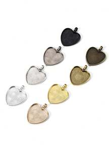10pcs/Lot 25mm Heart-Shaped Pendant Cabochon Base Setting  Findings For DIY Jewelry Making Supplies - Alloy Heart-shaped Base - View 3