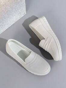 Zapato plano con punta cerrada, antideslizante y de suela blanda para mujeres, ideal para chefs - Blanco - Ver 2