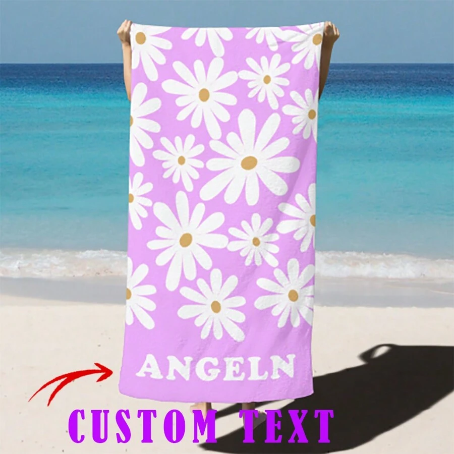 Khăn đi biển cá nhân, Khăn tắm có tên cá nhân, Khăn hồ bơi tùy chỉnh, Khăn đi biển có tên, Quà tặng kỳ nghỉ sinh nhật ngoài trời - Phong cách 2 - Xem 1