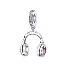 Silver Plated Charm Pink Headphones Pink Series Charm Bead Is Suitable For Diy Female Bracelet  Pendants