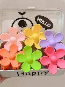 6 件甜美可爱哑光甜美可爱彩色花朵发夹适合女士浓密头发颜色组合设计亮色爪夹发夹发夹发夹发夹发夹，海滩配饰秋冬发饰女士度假装扮女士