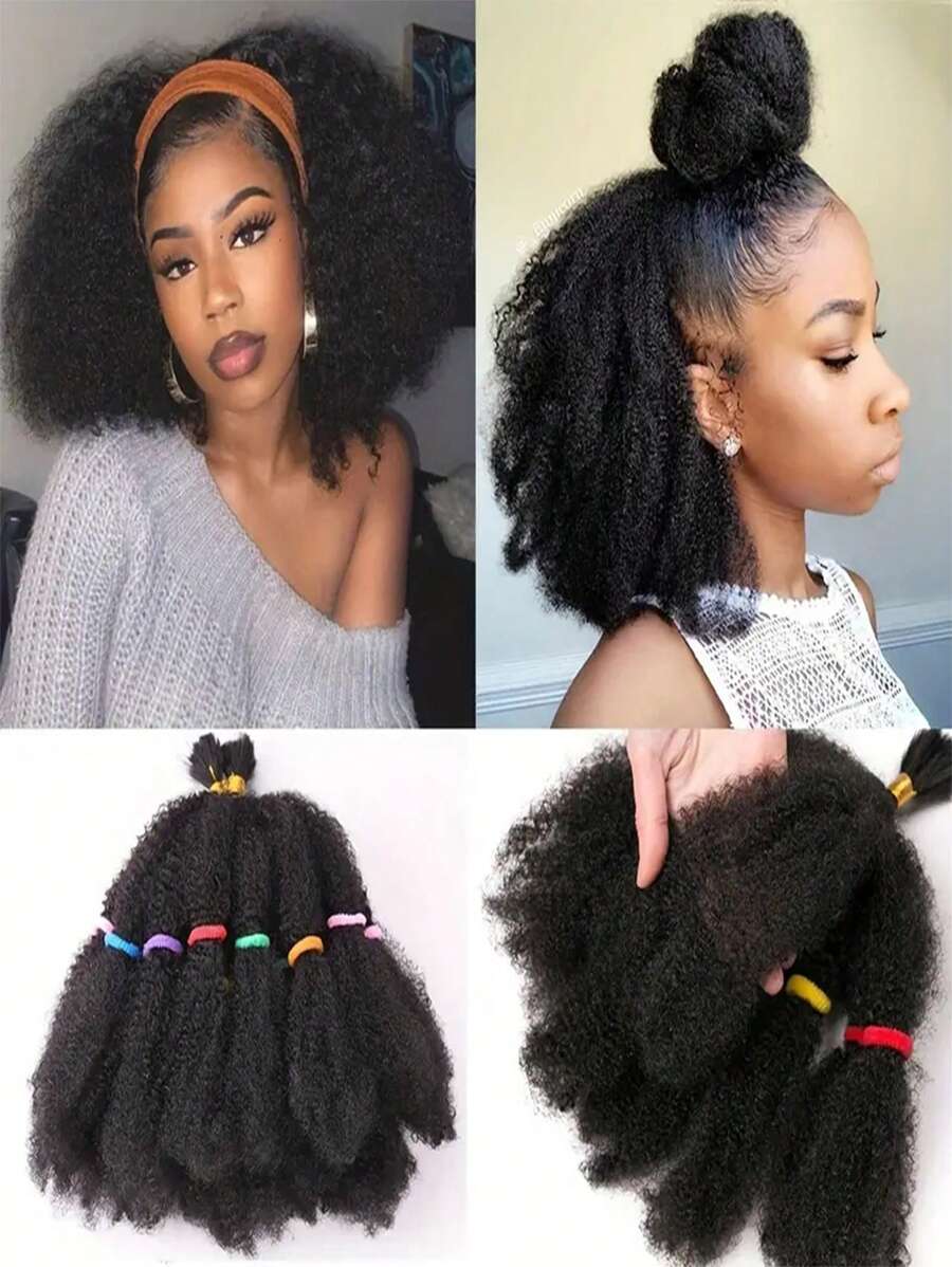 Peruca africana cacheada de 30 cm (12 polegadas), 1 pacote (10 peças/pacote), cabelo afro cacheado pré-esticado para tranças, cabelo para tranças africanas, perucas de crochê cacheadas para tranças, extensões de cabelo sintético para mulheres (1B) - Preto - Ver 1