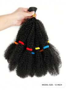 Peruca africana cacheada de 30 cm (12 polegadas), 1 pacote (10 peças/pacote), cabelo afro cacheado pré-esticado para tranças, cabelo para tranças africanas, perucas de crochê cacheadas para tranças, extensões de cabelo sintético para mulheres (1B) - Preto - Ver 2