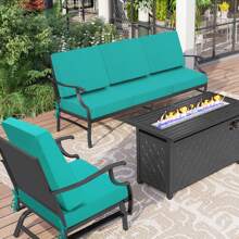 Patio Chair Cushions 24x24 And 26.5x26.5, Deep Seat Outdoor Cushions For Patio Furniture, Waterproof Outdoor Seat Cushion & Wedge Back Cushion, Outside Couch Sofa Replacement Cushions With Ties - 孔雀藍 - 查看 8