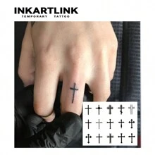 INKARTLINK Tatouage semi-permanent avec la technologie révolutionnaire INKARTLINK, style K-pop coréen, toile d'araignée, tatouage temporaire de croix, tatouage botanique à la main, tatouage petit et faux étanche pour un look réaliste