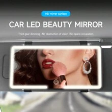 Fccemc Miroir de maquillage de voiture LED ultra-fin avec protection solaire, miroir de suspension pour le maquillage HD avec charge USB, pare-soleil, miroir de vanité intérieur auto à écran tactile dimmable pour femmes