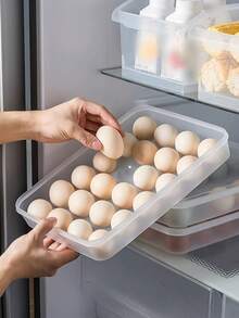 1 件，带盖冰箱鸡蛋架，24 枚鸡蛋托盘托架，用于冰箱，可堆叠透明塑料鸡蛋容器分配器保持新鲜，24 个鸡蛋盒，透明鸡蛋整理器，适用于复活节感恩节派对家庭厨房用品、储物、厨房整理器、整理器、厨房用品、房间装饰、家居装饰。 - 透明 - 查看 1