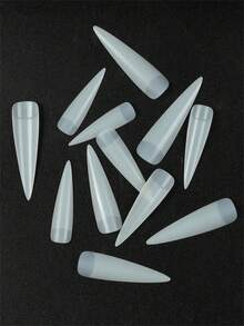 240 piezas/10 sets de uñas postizas acrílicas plegables de larga duración con pegamento para uñas, fáciles de aplicar, adecuadas para diseño de uñas de bricolaje en casa y en salones de uñas - Blanco - Ver 7