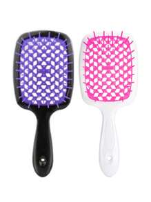 美发按摩头发干燥快干梳蜂窝网梳，1 件黑色不打结按摩梳直发造型空心梳，发刷/发梳，空心顺发刷柔性发刷，干湿发用发刷，防静电发刷，干湿均可使用，灵活，尼龙刷毛，适合所有发质顺发刷干湿通风顺发刷 - 1/2 包顺发刷，轻松去除 - 超柔软刷毛，自然卷曲 - 黑與白 - 查看 15