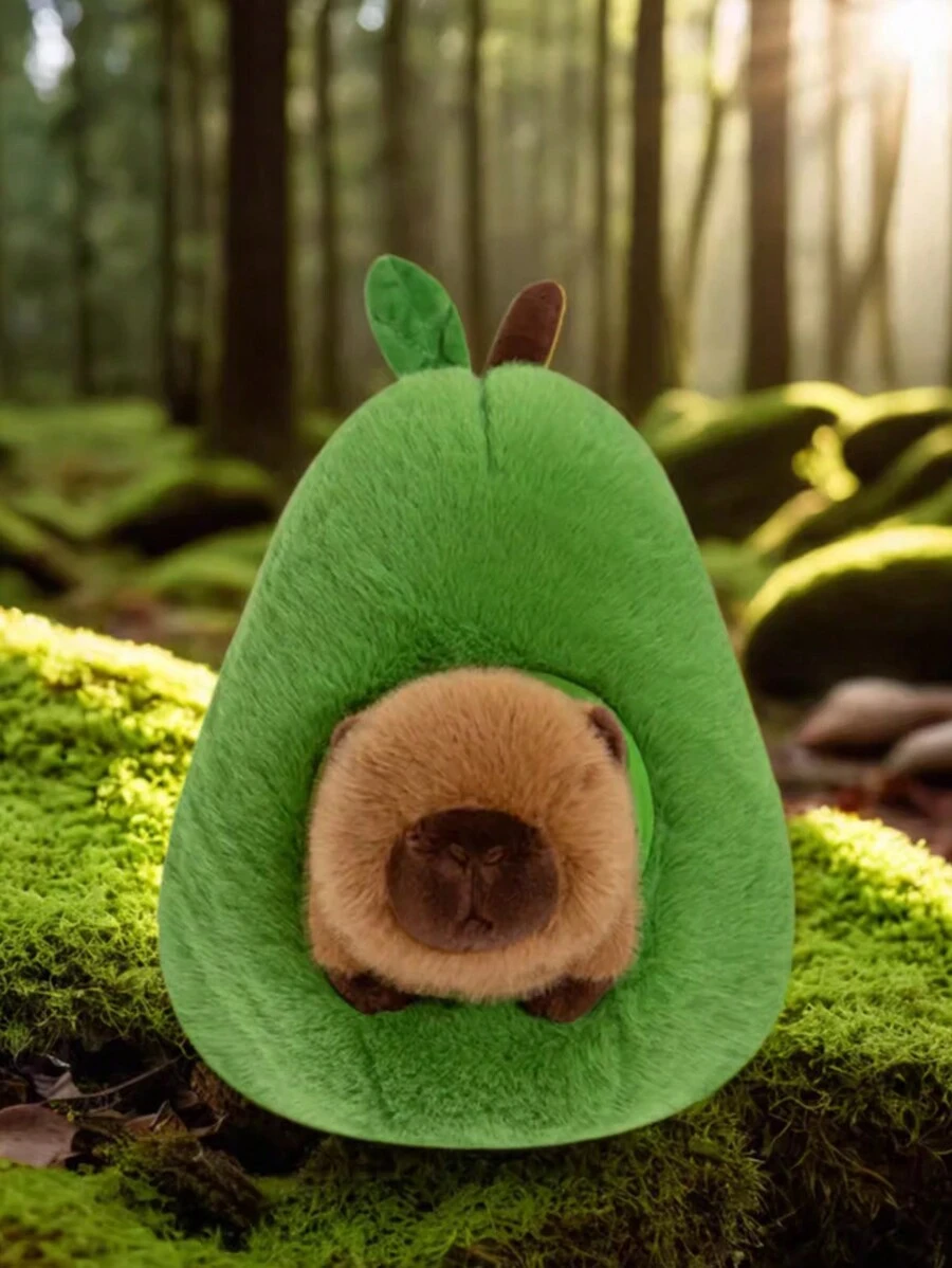 Avocado Capybara Plush Doll, Creative Capybara Stuffed Animal Soft Doll, Gift 1pc - Multicolor - View 1