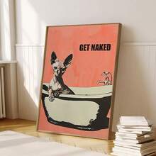 HALFLEMART 1pc Funny Bathroom Wall Art,Pink Bathroom Poster Sphynx Cat Digital Hairless Cat Poster,For Home Bedroom Wall Decoration Art,No Frame