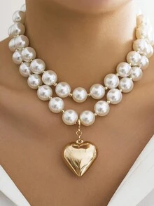 1pc Exaggerated Chunky Beaded Punk Collar Necklace, Geometric Bead Chain For Women - Multicolor - View 4