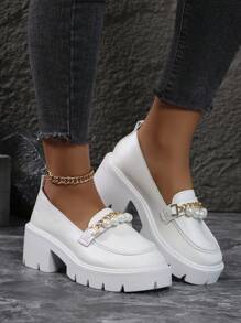 Alpargatas con cuña y plataforma con decoración de perlas, de moda, para mujer, 2024