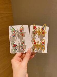 2pcs Colored Bow Knot Hair Clips, Suitable For Daily Use