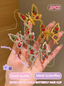 2pcs Colored Bow Knot Hair Clips, Suitable For Daily Use