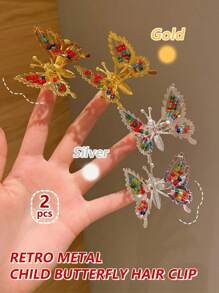 2pcs Colored Bow Knot Hair Clips, Suitable For Daily Use