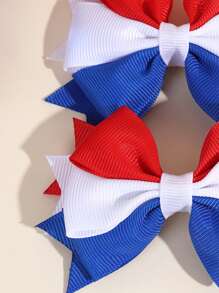 2pcs 4th Of July Independence Day Hair Bow Clips For Girls ,American Flag Color Alligator Clips ,Patriotic Hair Accessories For Memerial Day - Multicolor - View 6