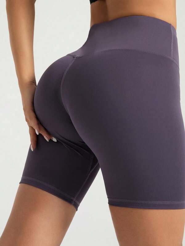 Women's Solid Color High Waist Yoga Shorts Stretchy Sports Bermuda Shorts Women Boxer Shorts