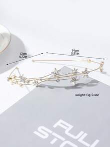 1 pieza Diadema completa de estrellas para mujeres con brillantes de imitación con diseño de hojas engastadas, accesorios para vestidos de noche, diadema para novia o boda y uso diario - Multicolor - Ver 6