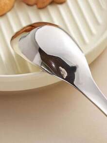 1支高級不銹鋼錠塊造型匙羹，加厚汤匙適合兒童，加深湯匙和勺子 - 銀色 - 查看 4