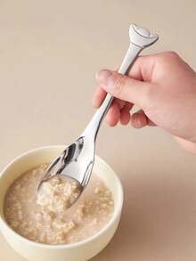 1支高級不銹鋼錠塊造型匙羹，加厚汤匙適合兒童，加深湯匙和勺子 - 銀色 - 查看 2