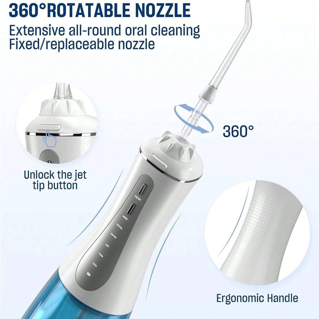 Upgraded Cordless Dental Teeth Irrigator Portable Water Flosser Rechargeable Ipx7 Waterproof - View #2