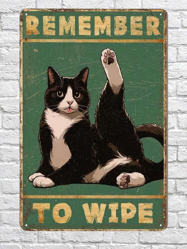 1 pieza Cartel de lata divertido de gato de 12x8 pulgadas, en esta cocina bailamos cartel vintage, cartel vintage de amor a la cocina, cartel vintage de amor a los gatos, regalo para amantes de la cocina de gatos, cartel de metal retro divertido de cocina - Multicolor - Añade 10