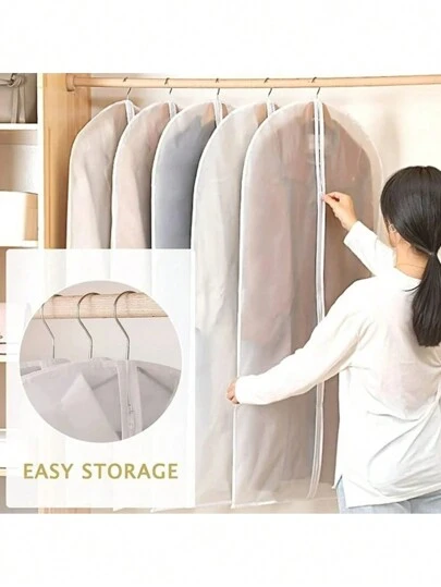 Juego de 5 bolsas protectoras contra el polvo de 120x60 cm transparentes para trajes, vestidos, ropa, organizador de armario, para el dormitorio, cubierta, bolsa, organizador, almacenamiento