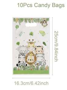 10/20/50 件丛林动物派对主题礼品袋生日派对包装袋丛林生日装饰派对礼品用品 - 彩色 - 查看 9