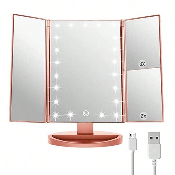 Espejo De Maquillaje Led Con Pantalla Táctil Rotacion 360