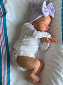 50 厘米睡着的重生婴儿娃娃，具有 3D 绘画皮肤和可见静脉，柔软的乙烯基四肢和布质身体，20 英寸逼真的新生女孩活生生的艺术女孩玩具，适合儿童生日玩具和收藏品、家居装饰 - 白色 - 查看 3