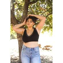 Plus Lace Trim Padded Bralette - trắng - Xem 2