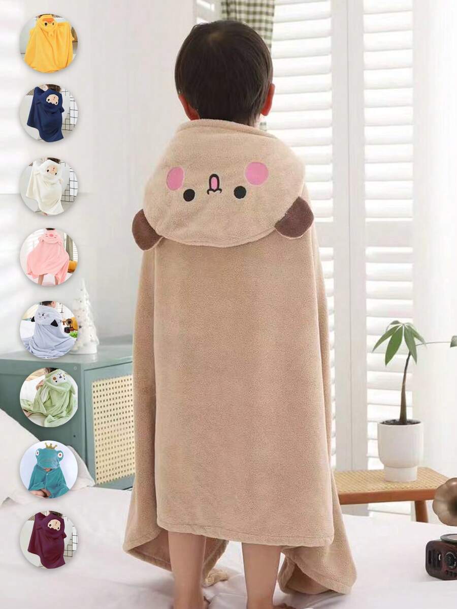 1件珊瑚绒柔软吸水不掉毛连帽可爱卡通可穿戴斗篷披肩泳衣珊瑚绒浴巾浴袍 70*140cm 或 1件加大码90*150cm 斗篷披肩泳衣珊瑚绒浴巾浴袍