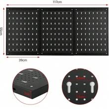 Metal Tool Wall, Three-Part Pegboard Workshop, Expandable Tool Pegboard With 17-Piece Hooks And Holders, Tool Wall For Workshops 120X60X2CM - 黑色 - 查看 3