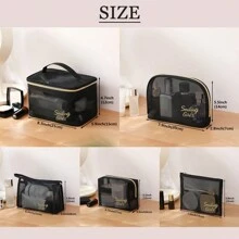 Set de 5 Bolsas cosméticas de malla de moda, bolsa de almacenamiento transpirable negra, monedero, neceser, bolsa de maquillaje, bolsa de cuidado de la piel, bolsa de aseo, cubos de embalaje, esenciales de viaje, esenciales de crucero, esenciales de dormitorio, regalos de dama de honor, regalos para mamá, regalos de cumpleaños, regalos para amigos y maestros, decoración del hogar, decoración del baño, sala de estar y dormitorio, organizador de baño, organizador de joyas, organizador de aceites de labios, organizador de esmalte de uñas, bolsa de maquillaje, almacenamiento de maquillaje, organizador de maquillaje, estuche de maquillaje, organizador de artículos de tocador de viaje, regalos de almacenamiento esenciales transparentes, accesorios con cremallera